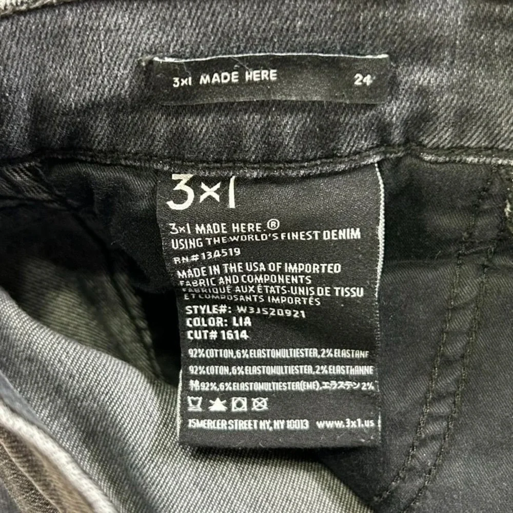 3x1 Straight Leg Fit Black‎ Denim Frayed Raw Hem Jeans Womens 24 Dark Wash Pants